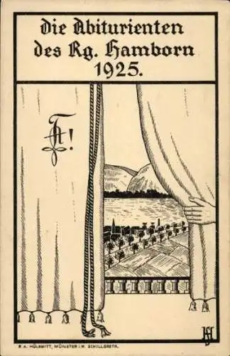 Studentikka Künstler Ak Hülswitt, Hamborn Duisburg Ruhrgebiet, die Abiturienten des Rg. Hamborn 1925
