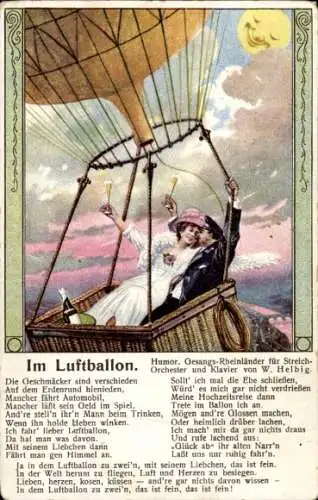 Ak Gedicht Im Luftballon, Die Geschmäcker sind verschieden..., Liebespaar, Sektglas
