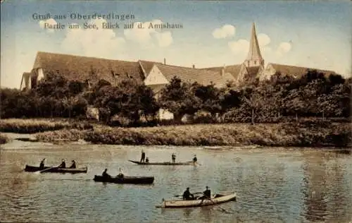 Ak Oberderdingen im Kraichgau Württemberg,  am See, Blick auf d. Amtshaus