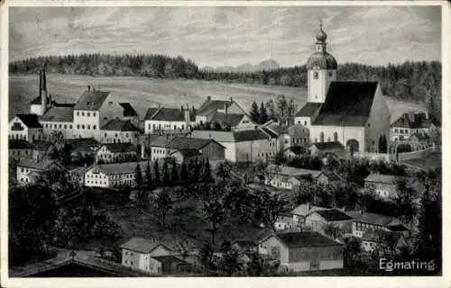 Ak Egmating Oberbayern, Kirche, Häuser