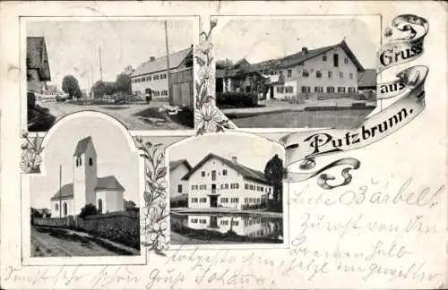 Ak Putzbrunn in Oberbayern, Kirche, Teilansichten