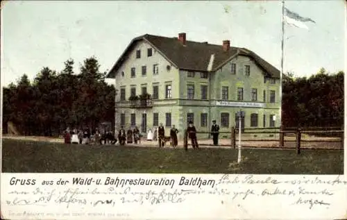 Ak Baldham Vaterstetten Oberbayern, Wald- und Bahnrestauration