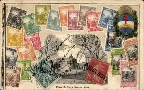 Präge Briefmarken Ak Buenos Aires Argentinien, Plaza de Mayo