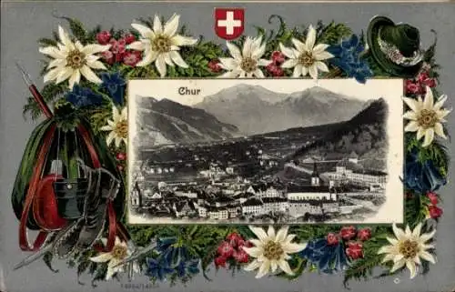 Präge Passepartout Ak Chur Kanton Graubünden, Gesamtansicht