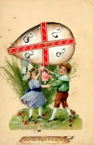 Material Ak Glückwunsch Ostern, Kinder, Osterei, Echte Pflanzen