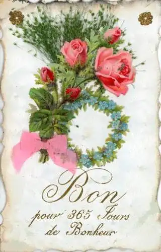 Material Ak Blumenstrauß, Rosen, Schleife, Echte Pflanzen