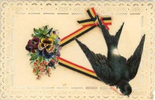 Material Ak Schwalbe, Blumen, Kitsch