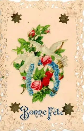 Ak Glückwunsch, Tauben, Blumen, Rosen