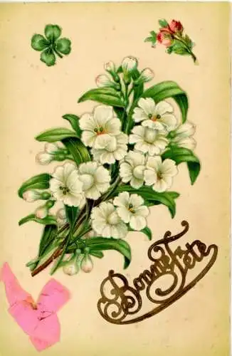 Material Ak Glückwunsch, Blumenstrauß, Stoffschleife