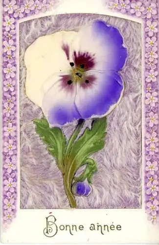Material Ak Glückwunsch Neujahr, Blühende Blume