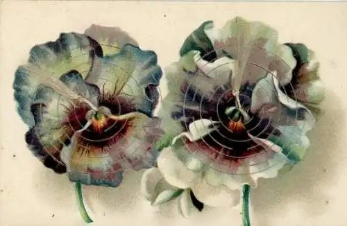 Mechanische Ak Glückwunsch Neujahr, Stiefmütterchen