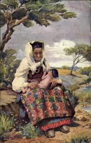 Künstler Ak Meneghello-Dinčić, Weib aus Petrovo Polje
