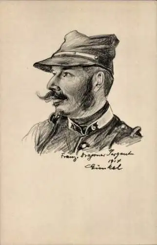 Künstler Ak Günkel, Franz. Dragoner Sergeant, I WK