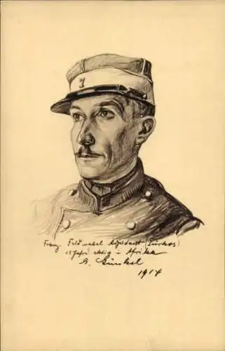 Künstler Ak Französischer Soldat in Uniform, Gemaltes Porträt, 1914