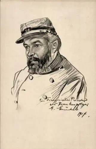 Künstler Ak Französischer Priester als Krankenpfleger, 1917, 1. WK