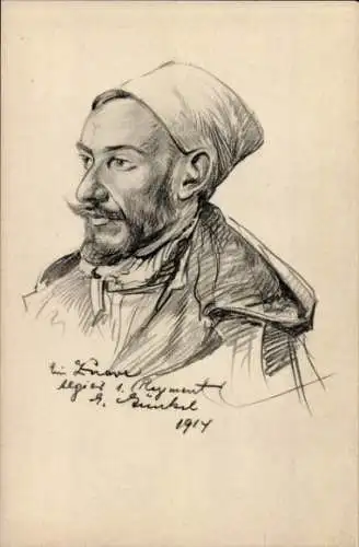 Künstler Ak Zouave, Algier 1. Regiment, 1914