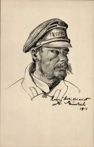 Künstler Ak Russischer Soldat in Uniform, Gemaltes Porträt