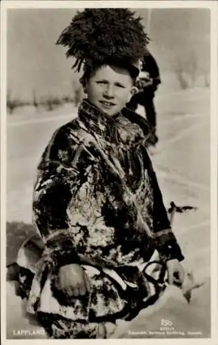 Ak Lappland, Junge in Volkstracht, Porträt