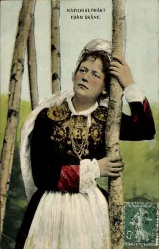 Ak Frau in schwedischer Volkstracht, Porträt