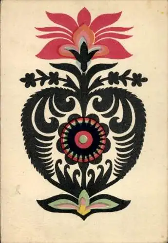 Scherenschnitt Ak Lowicz, Polnische Tracht, Blumen
