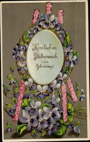 Ak Glückwunsch Geburtstag, Blumen, Veilchen