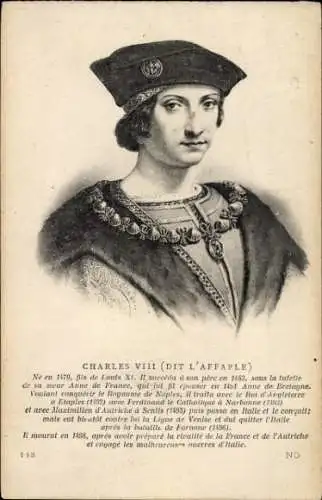 Ak Karl VIII., König von Frankreich, Porträt