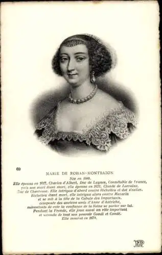 Ak Herzogin Marie de Rohan-Montbazon, Portrait