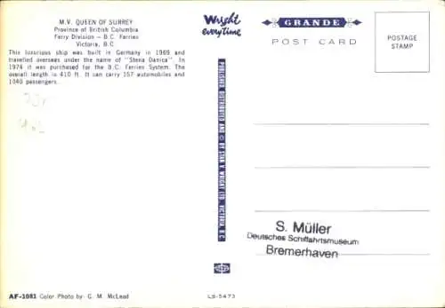 Ak Fährschiff, MV Queen of Surrey