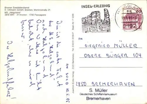 Ak Bremer Seebäderdienst, MS Helgoland