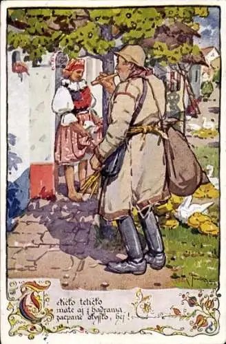 Künstler Ak Frolka, Antoš, Slowakei, Volkstrachten