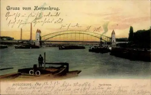 Ak Herrenkrug Magdeburg, Herrenkrug,  Nordbrücke