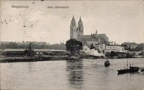 Ak Magdeburg an der Elbe,  Dom, Elbansicht