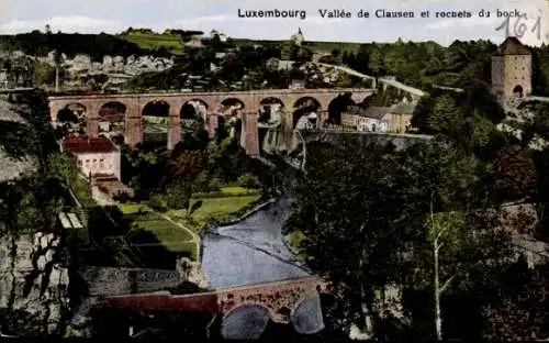 Ak Luxembourg Luxemburg, Vallee de Clausen, Rochets du bock