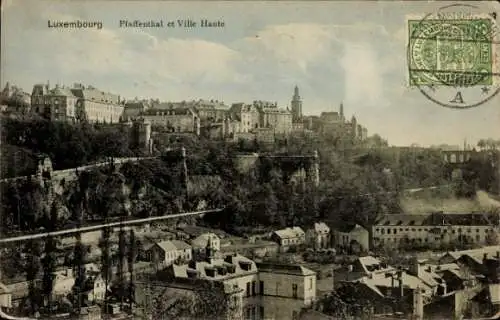 Ak Luxemburg Luxembourg, Blick auf die Stadt  Pfaffenthal, Ville Haute, historische Architektur
