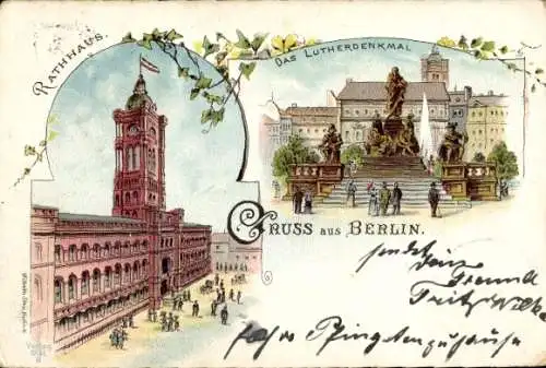 Litho Berlin Mitte, Rathaus, Lutherdenkmal