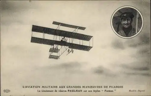 Ak Duray sur Biplan H. Farman, Moteur Gnome, Flugpionier, Doppeldeckerflugzeug