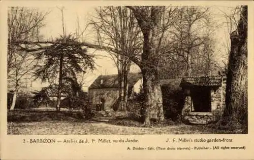 Ak Barbizon Seine et Marne, Atelier von J. F. Millet, Gartenansicht, Bäume, Gebäude