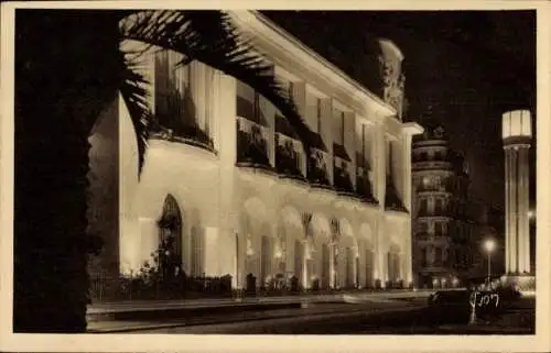 CPA Nice Alpes Maritimes, Le Palais de la Méditerranée vu la nuit