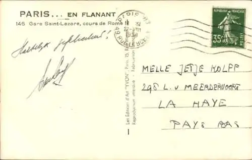 Ak Paris IX Opéra, Gare Saint-Lazare, historische Architektur, Verkehrsszene, Straßenleben