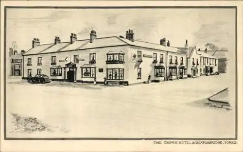 Künstler Ak Yorkshire, Borougherbridge, Crown Hotel