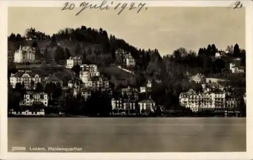 Ak Lucerne Luzern Stadt Schweiz, Haldenquartier,  Seeansicht, Gebäude, Landschaft