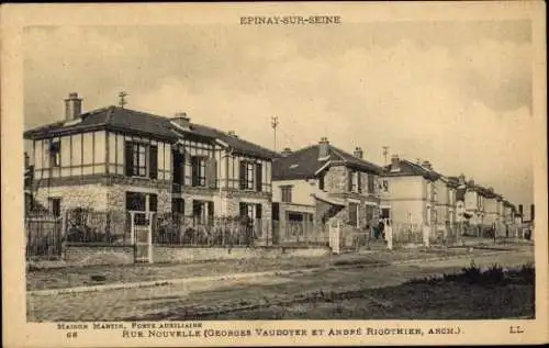 Ak Epinay sur Seine Seine Saint Denis, Rue Nouvelle, Fachwerkhaus