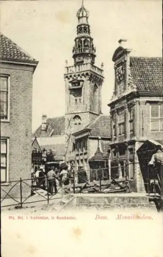 Ak Monnickendam Waterland Nordholland Niederlande, Historisches Gebäude, Uhrturm, Stadtansicht, P