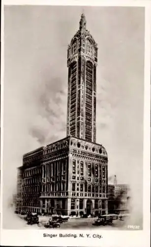 Ak New York City USA, Singer Building, Hochhaus, Stadtansicht, alter Stil