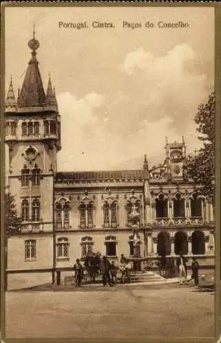 Ak Cintra Portugal, Pacos do Concelho, Blick auf das Rathaus, Brunnen
