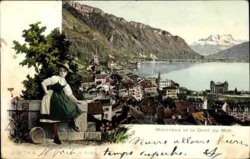 Ak Montreux Kanton Waadt, vue de la ville et de la Dent du Midi