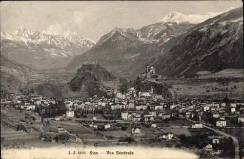 Ak Sion Sitten Kanton Wallis, vue generale, Pensionnat Catholique Francais pour Jeunes Filles