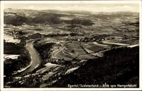 Ak Cheb Eger Region Karlsbad, Egertal Sudetenland, Blick vom Herrgottstuhl