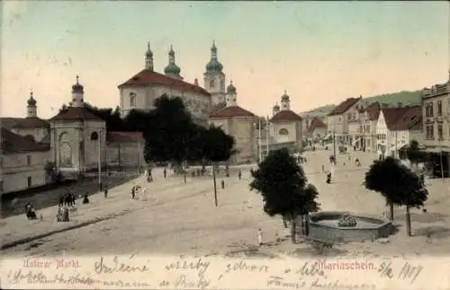 Ak Bohosudov Mariaschein Region Aussig, Unterer Markt