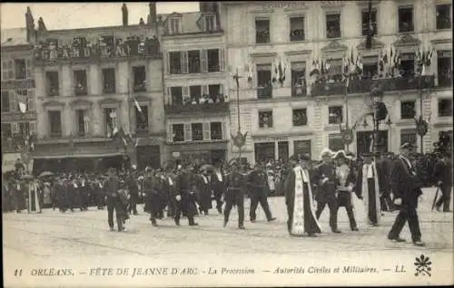 Ak Orléans Loiret, Fête de Jeanne d'Arc, Prozession, Zivil- und Militärbehörden